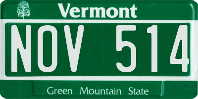 VT license plate NOV514