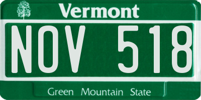 VT license plate NOV518