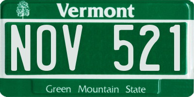 VT license plate NOV521