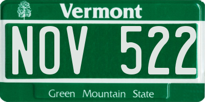 VT license plate NOV522