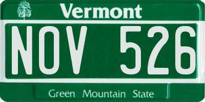 VT license plate NOV526