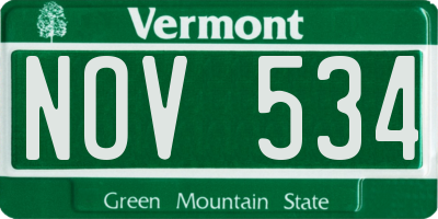 VT license plate NOV534