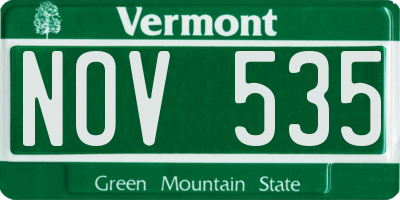 VT license plate NOV535