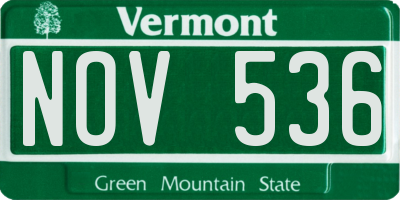 VT license plate NOV536