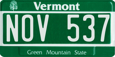 VT license plate NOV537