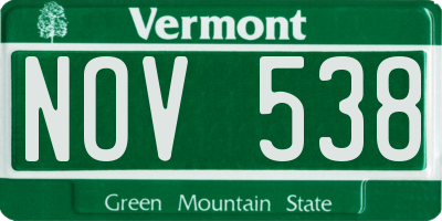 VT license plate NOV538
