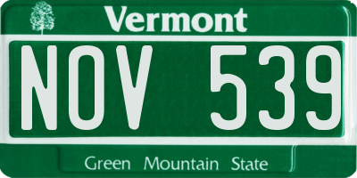 VT license plate NOV539