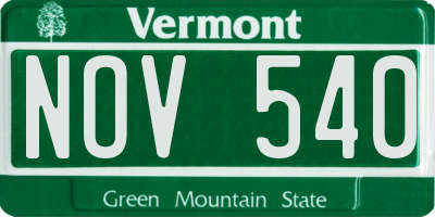 VT license plate NOV540