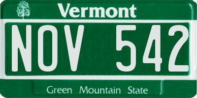 VT license plate NOV542