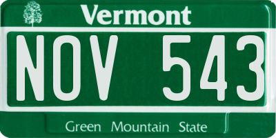 VT license plate NOV543