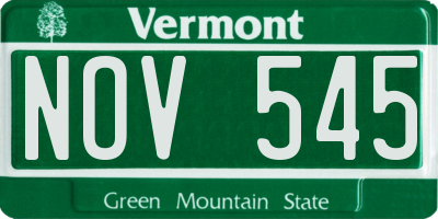 VT license plate NOV545
