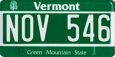 VT license plate NOV546
