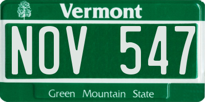 VT license plate NOV547