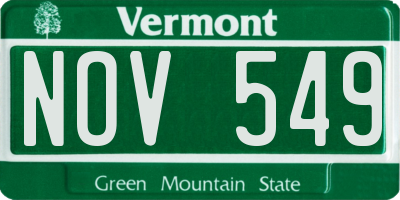 VT license plate NOV549
