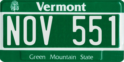 VT license plate NOV551
