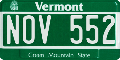 VT license plate NOV552