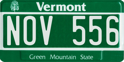 VT license plate NOV556