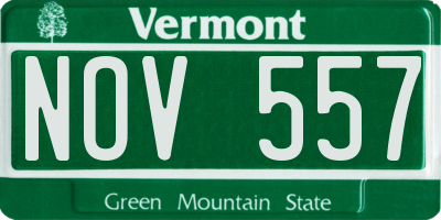 VT license plate NOV557