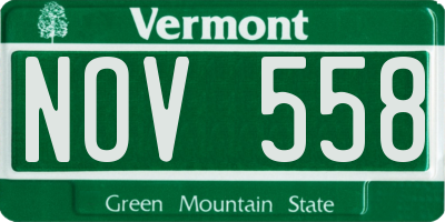 VT license plate NOV558