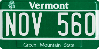 VT license plate NOV560