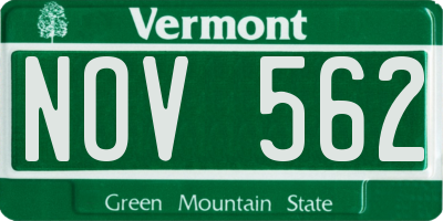 VT license plate NOV562