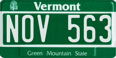 VT license plate NOV563