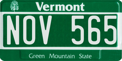 VT license plate NOV565