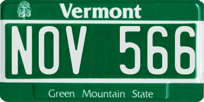 VT license plate NOV566