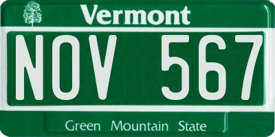 VT license plate NOV567