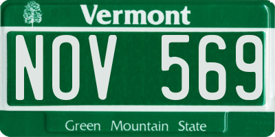 VT license plate NOV569