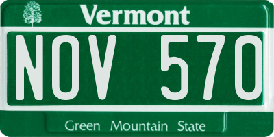 VT license plate NOV570