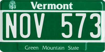 VT license plate NOV573