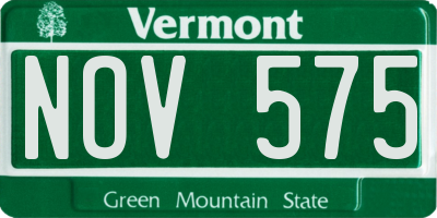 VT license plate NOV575