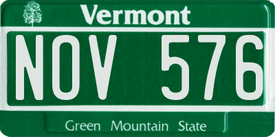VT license plate NOV576