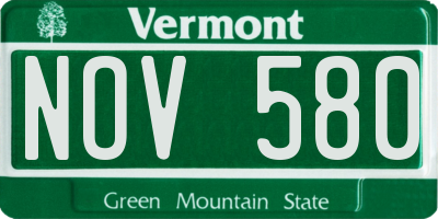VT license plate NOV580