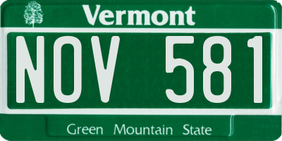 VT license plate NOV581
