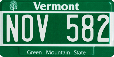VT license plate NOV582