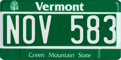 VT license plate NOV583