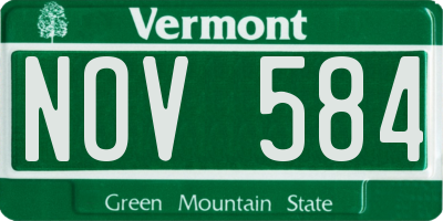 VT license plate NOV584