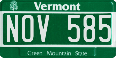 VT license plate NOV585