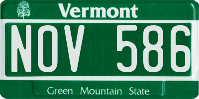 VT license plate NOV586
