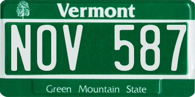 VT license plate NOV587