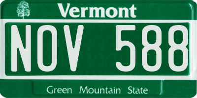 VT license plate NOV588