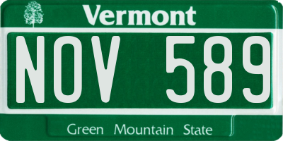 VT license plate NOV589