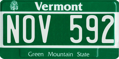 VT license plate NOV592