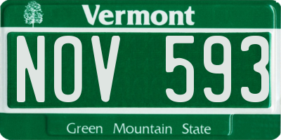 VT license plate NOV593
