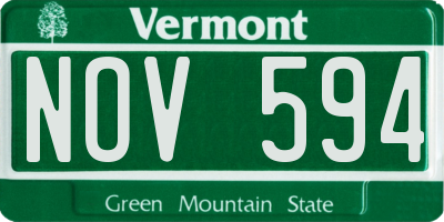 VT license plate NOV594