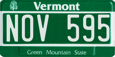 VT license plate NOV595