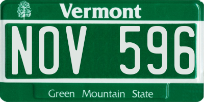 VT license plate NOV596