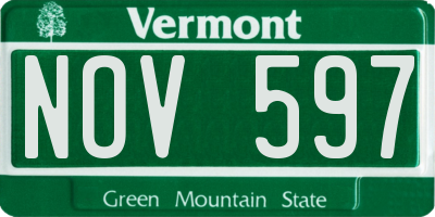 VT license plate NOV597